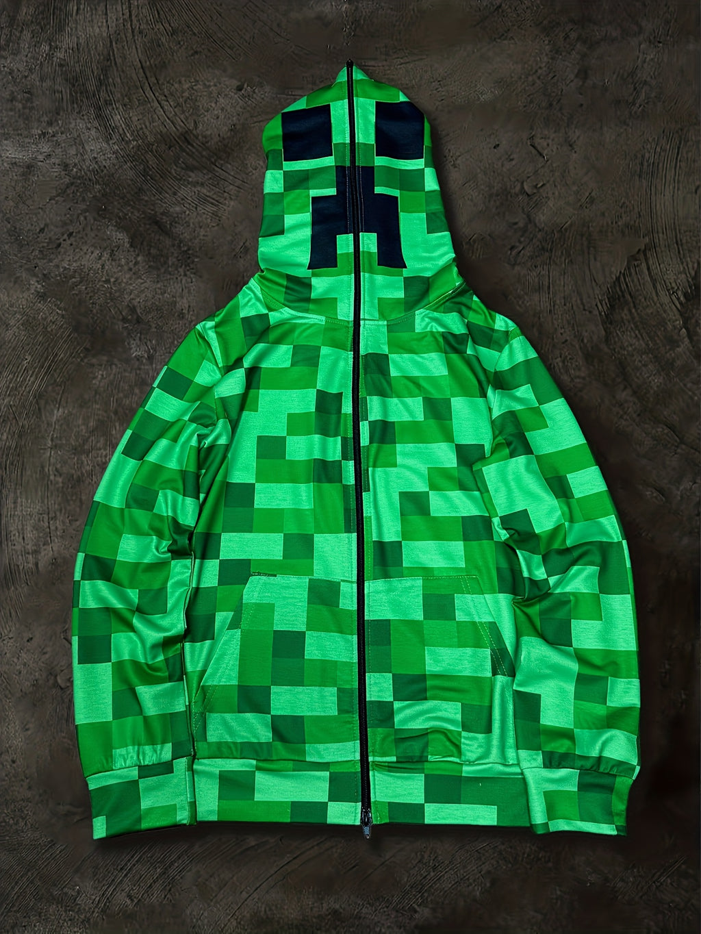 Women'S Y2K Streetwear Hooded Jacket - Green & Patchwork Design, Casual Fashion with Contrast Collar, All-Season Comfort, Machine Washable, Casual Streetwear | Y2K Fashion | Durable Fabric