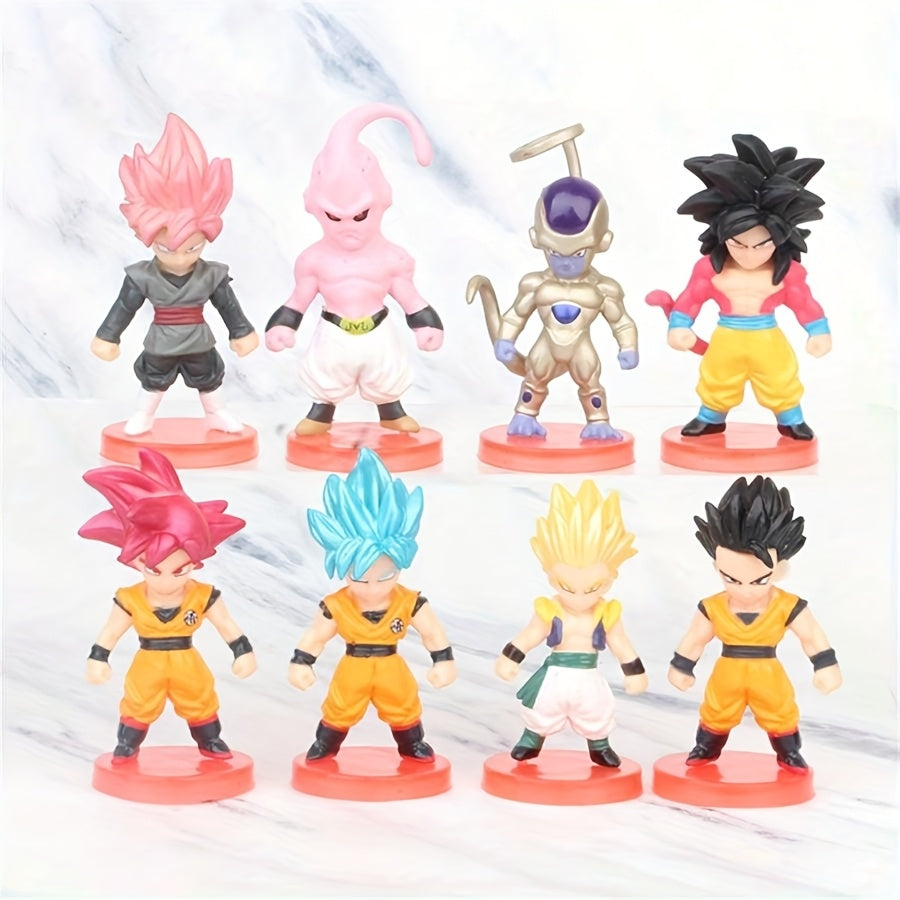 8pcs Set of Anime Dragon Ball Super Saiyan Goku, Vegeta, Broly 2nd Generation PVC Action Figures - Collectible Models for Halloween & Christmas, Vibrant Colors, Perfect For Display Or Gift