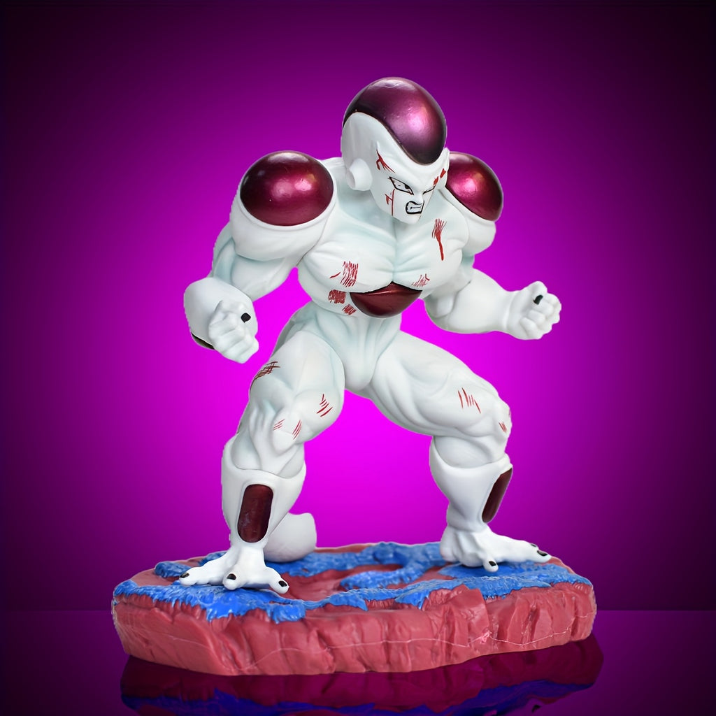 Dragon Ball Universe Emperor Max Level Power, Battle-Damaged Half-Crouching Pose with Evil Smile, Interchangeable Battle-Damaged Double-Headed Statue, with Namekian Effect Base, Perfect for Holiday Gifts, Home Decor, a Must-H