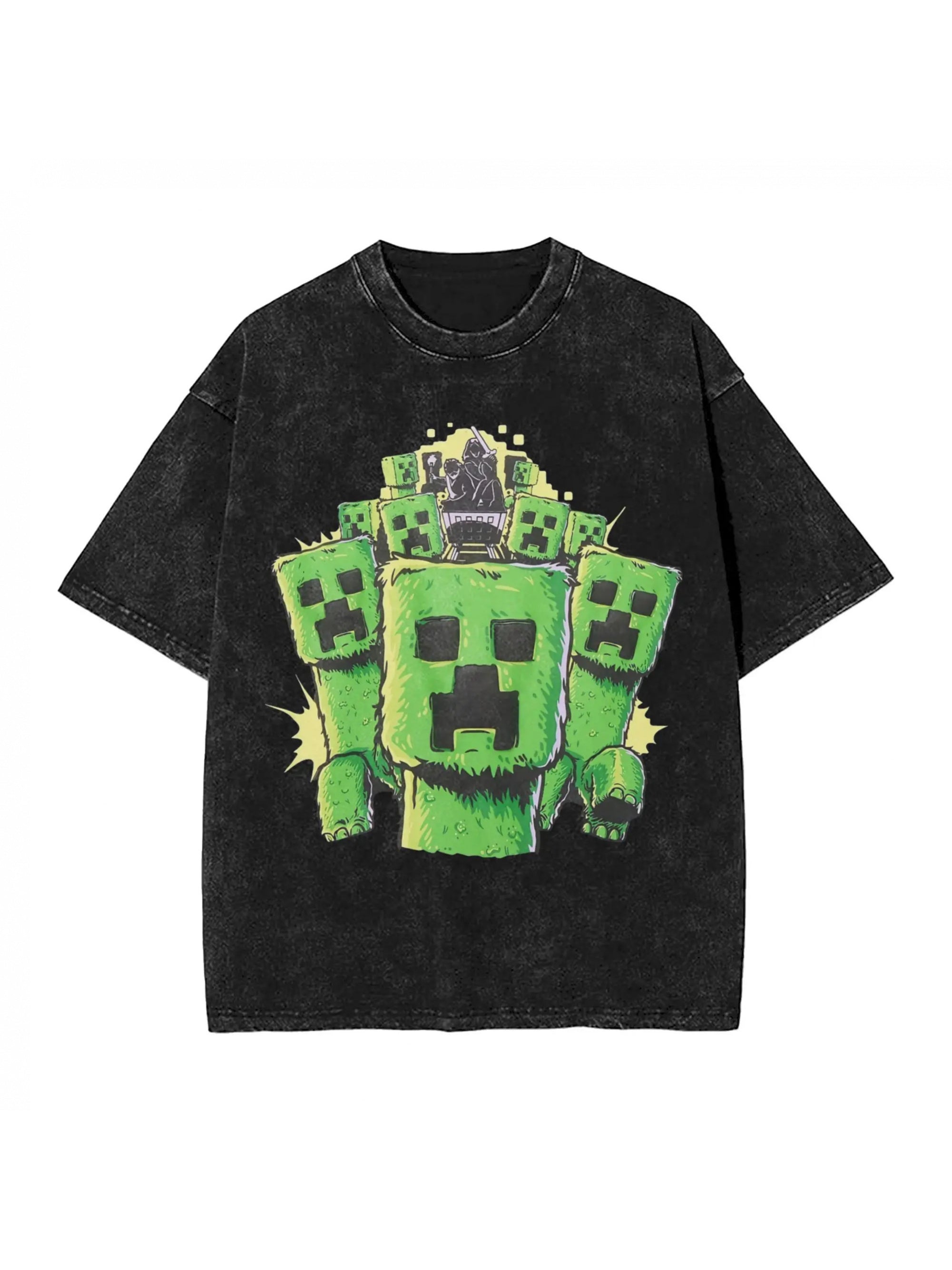 Washed T Shirts Game Cartoon Creepers Hip Hop Fashion T-Shirt Oversize Streetwear Short Sleeve Graphic Tops Tops Tees Men Women