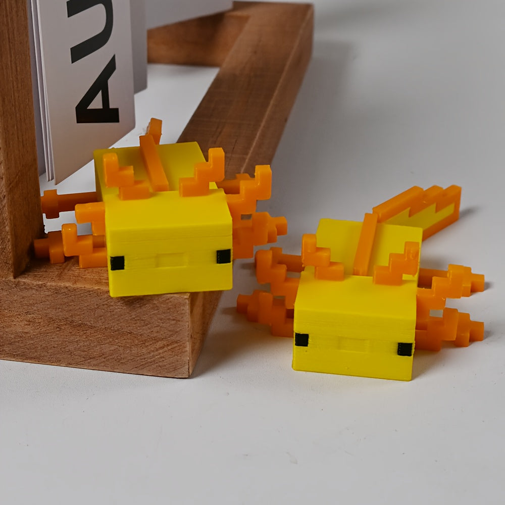 Pixel Axolotl Desk Decor - 3D Printed Animal Figurine, Tabletop Decoration, No Battery Needed, Festive Office Accessory, Plastic Desk Accessory, Perfect Gift,  Playful Design, Decorative Art, Lightweight Accessory, Durable Ma