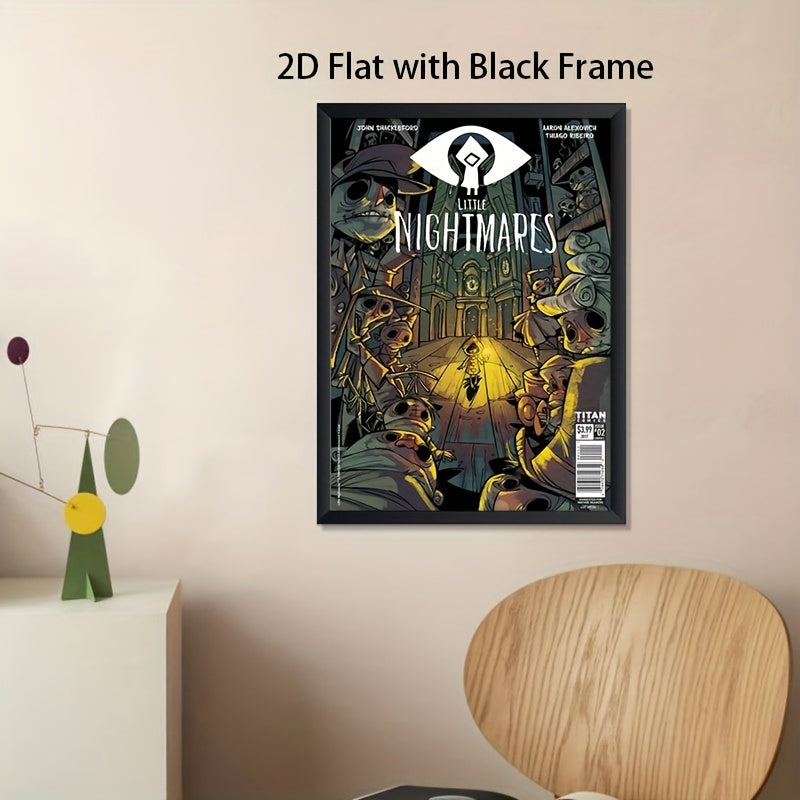 1pc Little Nightmares Themed Retro Video Game Art Poster - Single-Use Canvas Wall Painting with Black Frame, Iconic Characters for Bedroom, Office, Cafe, Bar - Perfect for Christmas, Thanksgiving & for halloween Gift for Fans