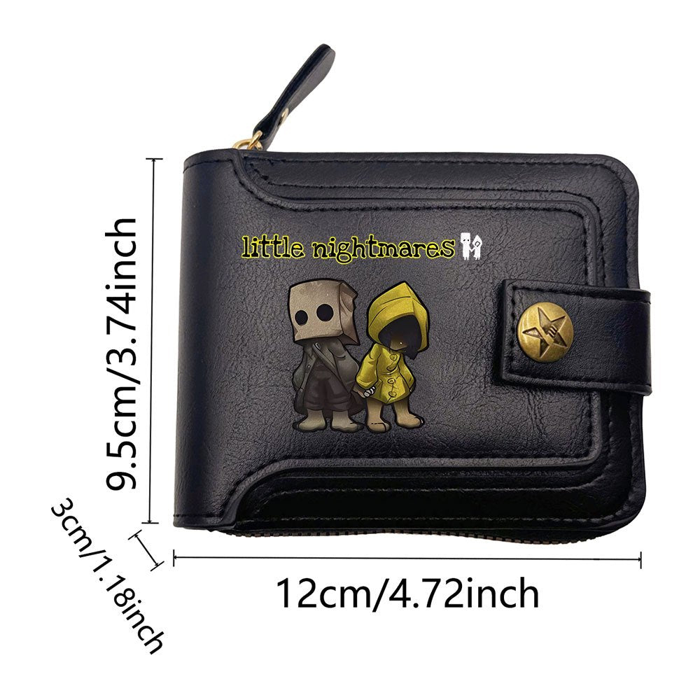 1pc Men'S & Women'S Retro Zipper Wallet - Little Nightmares Character Design, Golden-Tone Hardware, Compact Coin Purse & Card Holder, Synthetic Faux Leather, Hand Wash/dry Clean, Perfect For Christmas, Wallet For Men, Wallet