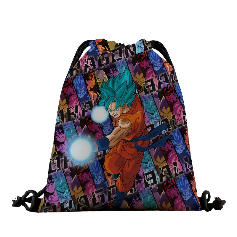 DRAGON BALL Anime Backpack with Goku, Vegeta & Sun Wukong (Monkey King) Designs - Lightweight Adjustable Drawstring Bag & s,, Gym, Parties - Collectible Gift & (Officially Licensed)