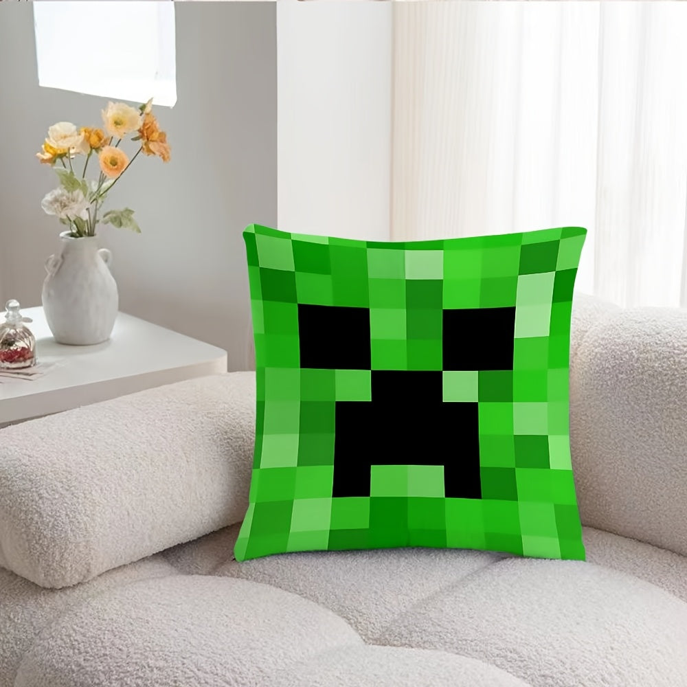 1pc block-based game Pillow Case Compatible for block-based game Video Game - Zipper Closure Cover, Machine-Washable Polyester ' Room Decor, Gamer Gift (No Insert)