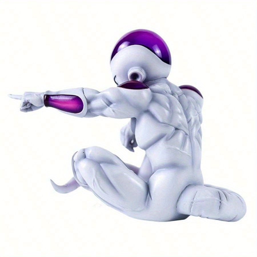 13cm Dragon Ball Z Frieza Action Figure - Dynamic Pose with Expressive Eyes & Clenched Fist, Anime-Style PVC Desktop Decor, & Pink Accent Collectible Statue for Desk Display