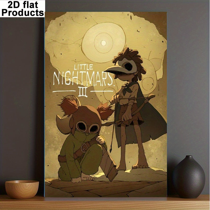 2D Flat, 1pc Little Nightmares III Inspired Frameless Canvas Painting - 30.48x45.72 cm Surreal Game Art Print, Whimsical Horror Wall Decor for Fans, Modern Minimalist Poster for Living Room, Bedroom & Office (Officially Unoff