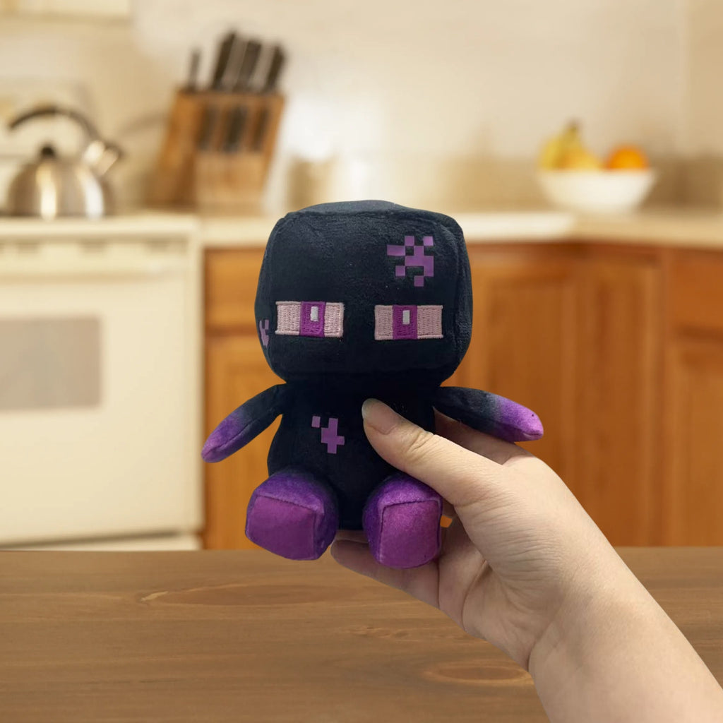 5-inch Purple & Black Pixel Art Plush Toy - Cute Sitting Shadow Figure with Purple Accents, Soft Polyester Game Enthusiast Gift for Halloween Christmas Decor, Collectible Decorative Doll for Home & Party