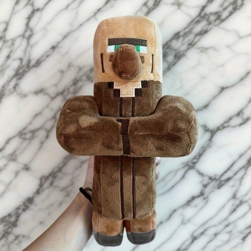 29.97cm Tall Pixel Art Plush Doll - Brown & Black Pixelated Character with Green Eyes, Soft Stuffed Animal Toy for Home Decor, Perfect Gift for Birthdays, Easter, Christmas, Halloween, Stuffed Plushies, Best for Christmas