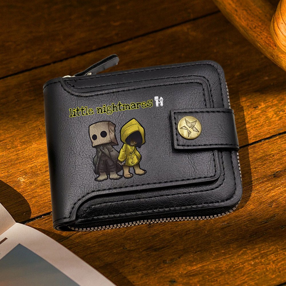 1pc Men'S & Women'S Retro Zipper Wallet - Little Nightmares Character Design, Golden-Tone Hardware, Compact Coin Purse & Card Holder, Synthetic Faux Leather, Hand Wash/dry Clean, Perfect For Christmas, Wallet For Men, Wallet