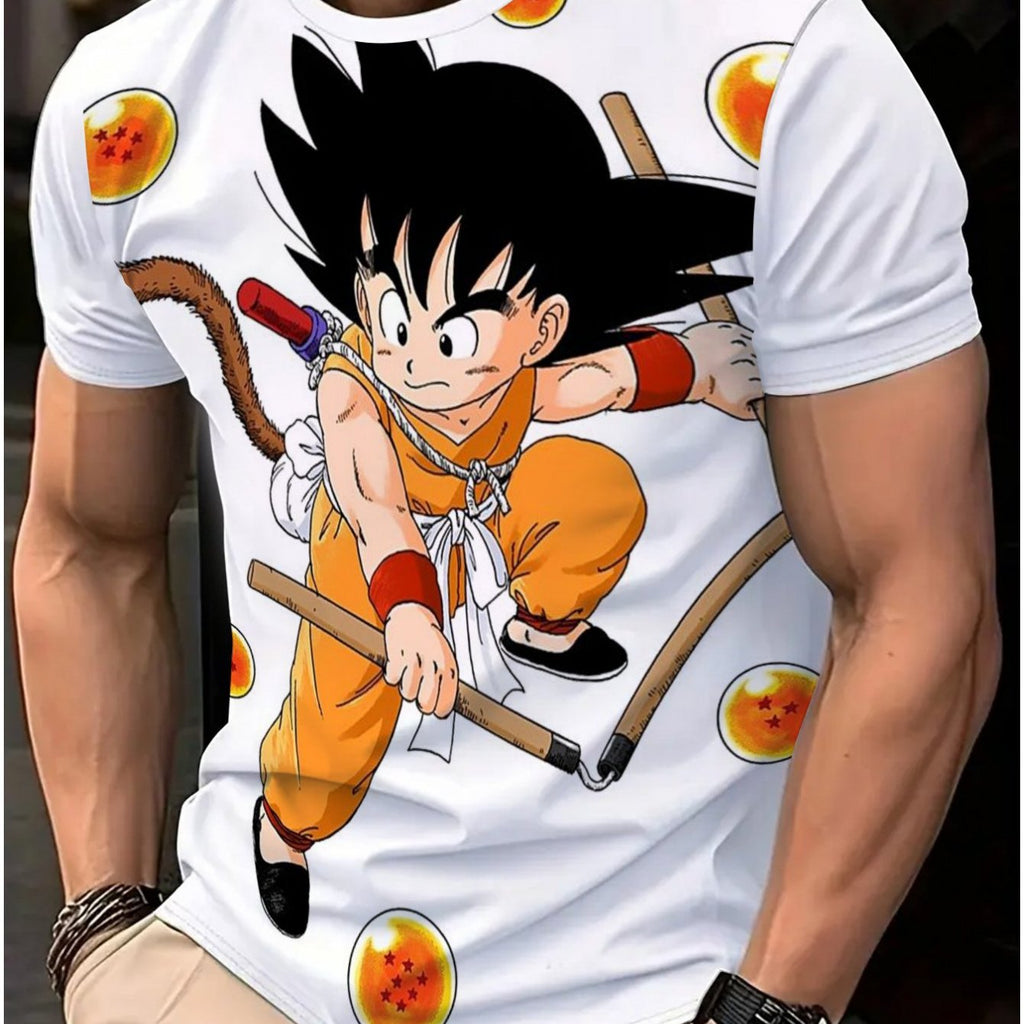Dragon Ball Branded Men's T-Shirt, 3D Printed Sport Shirt, Graffiti Top, Dragon Ball T-Shirt, Anime T-Shirt, Party Casual Sport T-Shirt, Character Role-Playing T-Shirt, Branded Size, Party Outfit, Casual Wear, Streetwear Styl