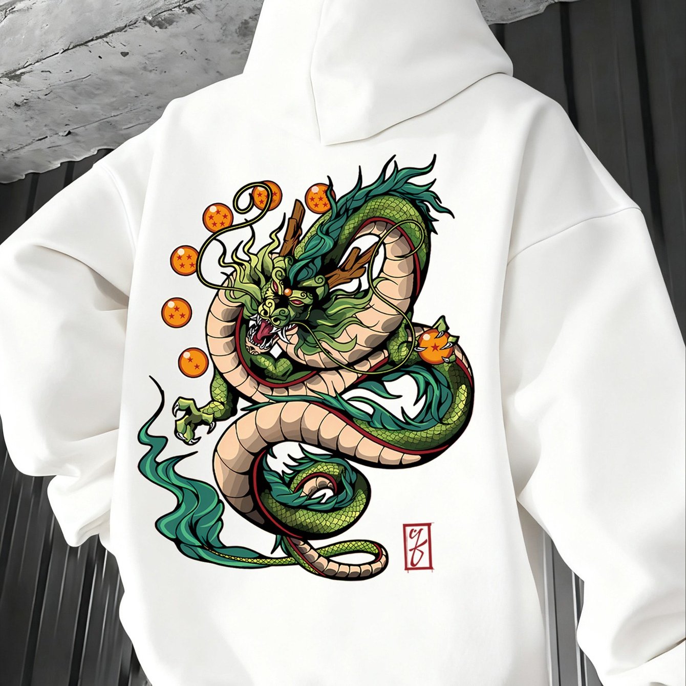Men'S Dragon Ball Z Dragon Surround Print Hoodie | Casual Comfort, Fall/Winter, Loose Fit, Slight Stretch Fabric