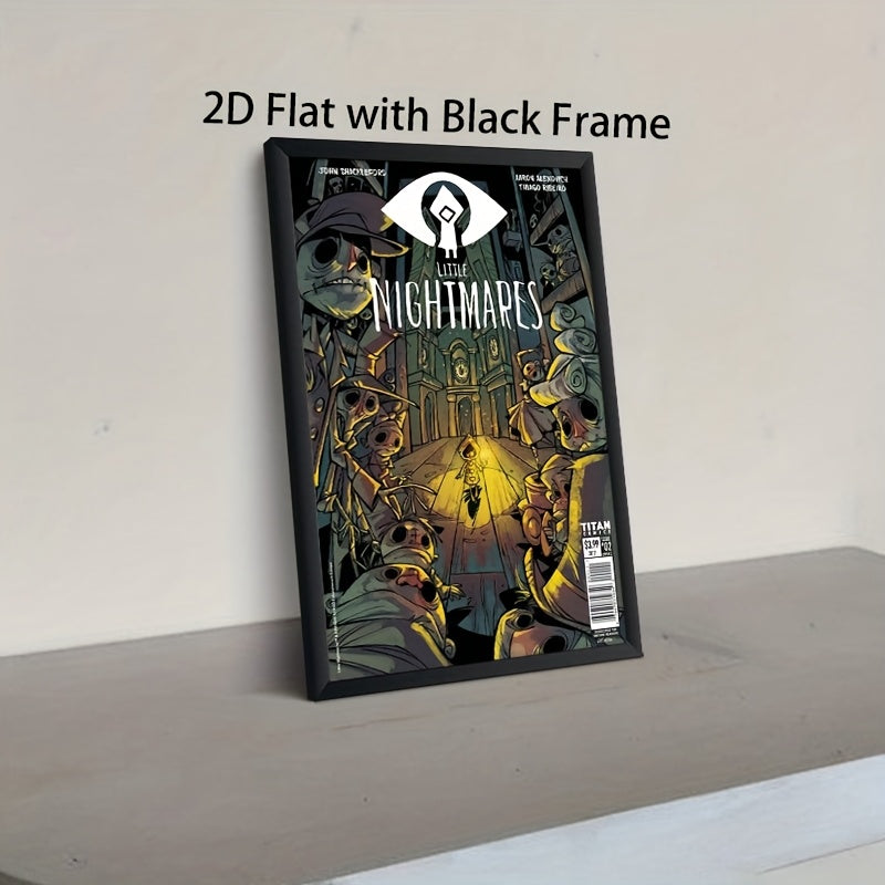 1pc Little Nightmares Themed Retro Video Game Art Poster - Single-Use Canvas Wall Painting with Black Frame, Iconic Characters for Bedroom, Office, Cafe, Bar - Perfect for Christmas, Thanksgiving & for halloween Gift for Fans