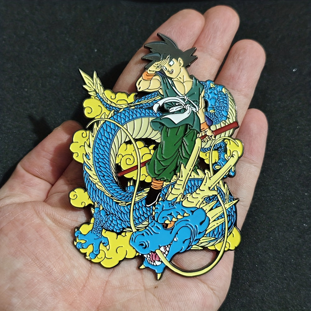 Extra-large 10cm*7cm Dragon Ball badge anime Dragon Ball Goku Blue Dragon brooch, clothing, bag, schoolbag decoration brooch, suitable for anime fans as a collection pin gift, Schoolbag Accessory, Character Badge, Cute Brooch