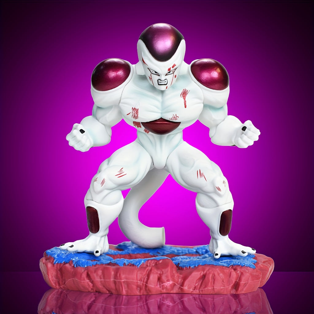 Dragon Ball Universe Emperor Max Level Power, Battle-Damaged Half-Crouching Pose with Evil Smile, Interchangeable Battle-Damaged Double-Headed Statue, with Namekian Effect Base, Perfect for Holiday Gifts, Home Decor, a Must-H