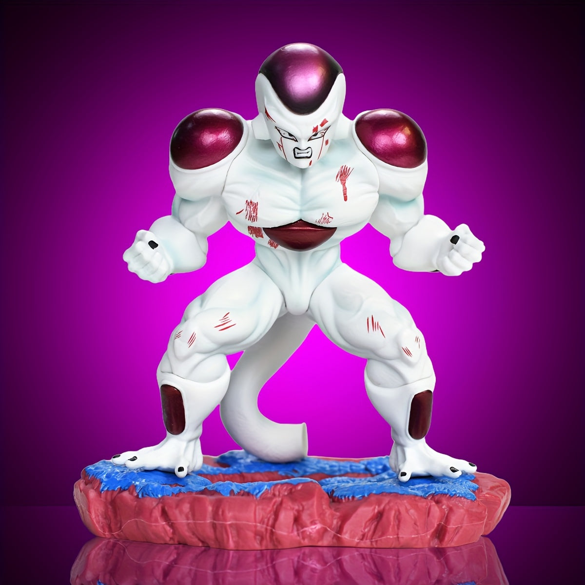 Dragon Ball Universe Emperor Max Level Power, Battle-Damaged Half-Crouching Pose with Evil Smile, Interchangeable Battle-Damaged Double-Headed Statue, with Namekian Effect Base, Perfect for Holiday Gifts, Home Decor, a Must-H