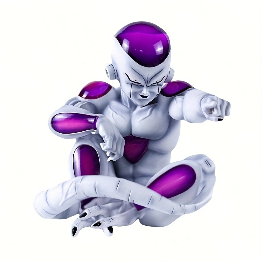 13cm Dragon Ball Z Frieza Action Figure - Dynamic Pose with Expressive Eyes & Clenched Fist, Anime-Style PVC Desktop Decor, & Pink Accent Collectible Statue for Desk Display