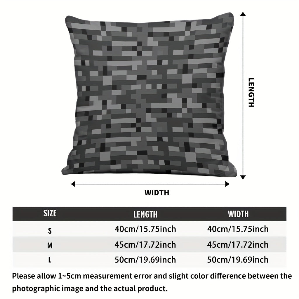 1pc MINECRAFT-Themed Pixel Art Printed Pillowcase - Soft Microfiber Sofa Cushion Cover with Zipper Closure, Machine Washable, Double-Sided Printed Design for Living Room, Bedroom & Gaming Decor, Bedroom Accessory | Modern Pil