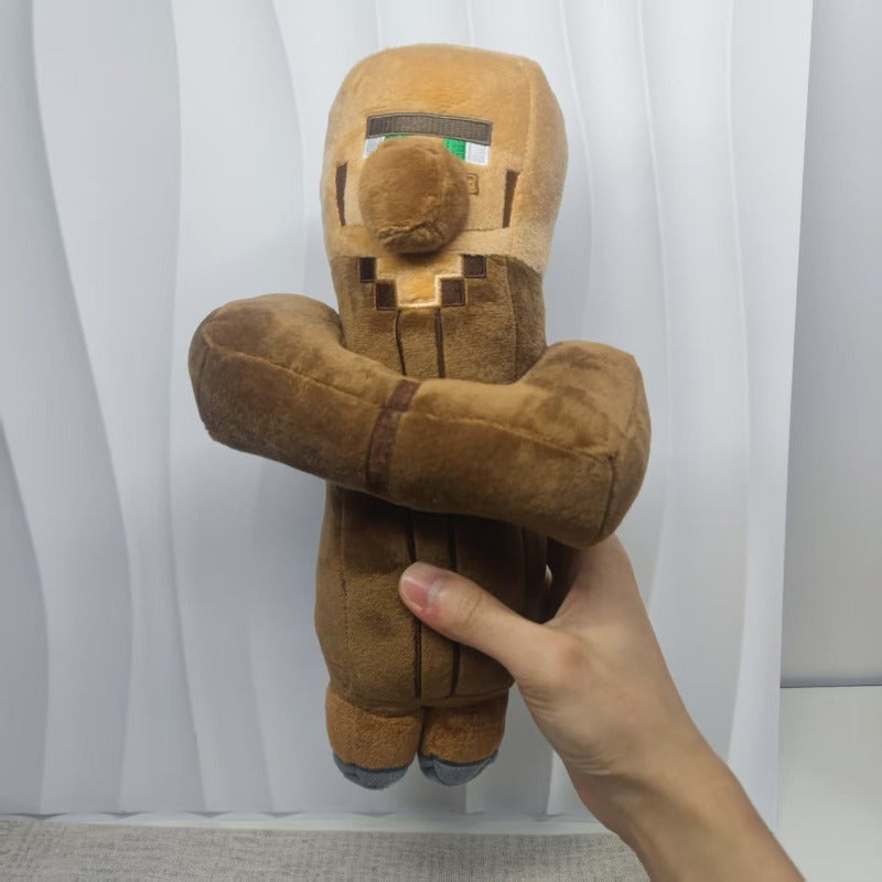 29.97cm Tall Pixel Art Plush Doll - Brown & Black Pixelated Character with Green Eyes, Soft Stuffed Animal Toy for Home Decor, Perfect Gift for Birthdays, Easter, Christmas, Halloween, Stuffed Plushies, Best for Christmas