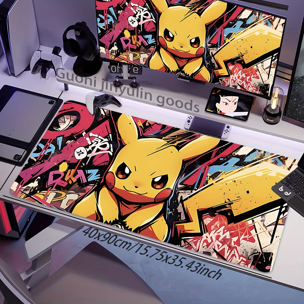 1pc Popular Anime P-Pikai Cute Cartoon Large Mouse Pad, High-Definition Printed Desk Mat, XXL Cute Keyboard Pad, 30x60/30x80/40x90cm, Stylish Artistic Design Desktop Decor, Suitable for PC Computer Accessories Gift, Diavoliko