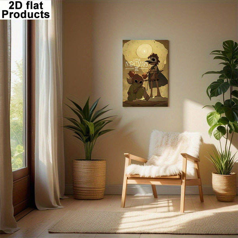 2D Flat, 1pc Little Nightmares III Inspired Frameless Canvas Painting - 30.48x45.72 cm Surreal Game Art Print, Whimsical Horror Wall Decor for Fans, Modern Minimalist Poster for Living Room, Bedroom & Office (Officially Unoff