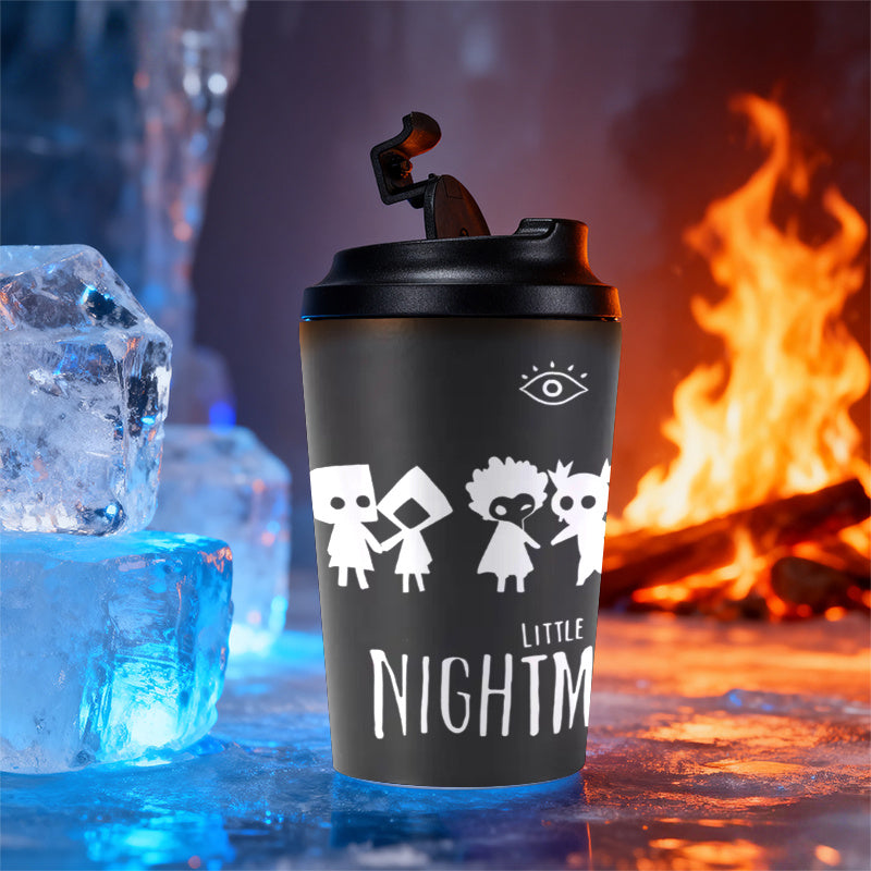1pc Little Nightmares Themed 12oz Stainless Coffee Cup with Lid - Double-Wall Vacuum Insulated, Cute Game Character Design for Hot/Cold Drinks, Reusable & s, Birthday Gift for Fans