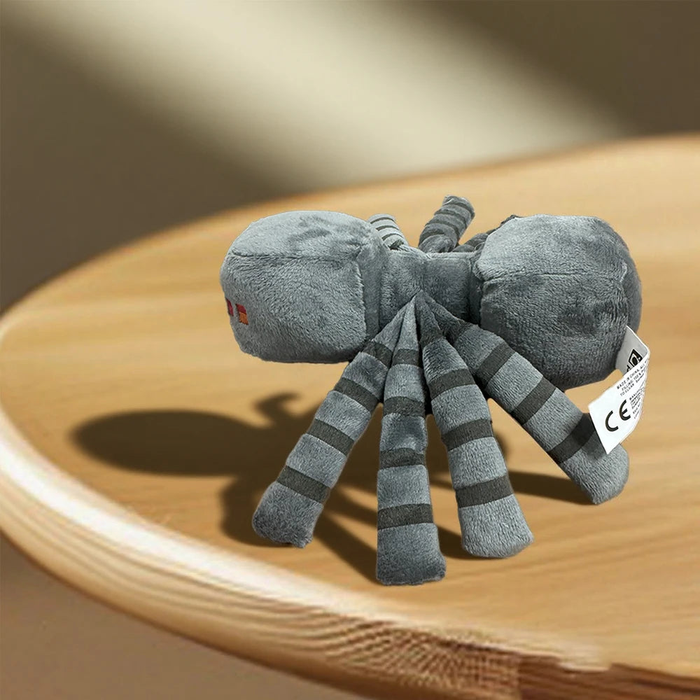 MINISO 16cm Gray MC Spider Plush Stuffed Toys Game MC Spider Plush Soft Animals Toy Doll for Children Kids Gifts