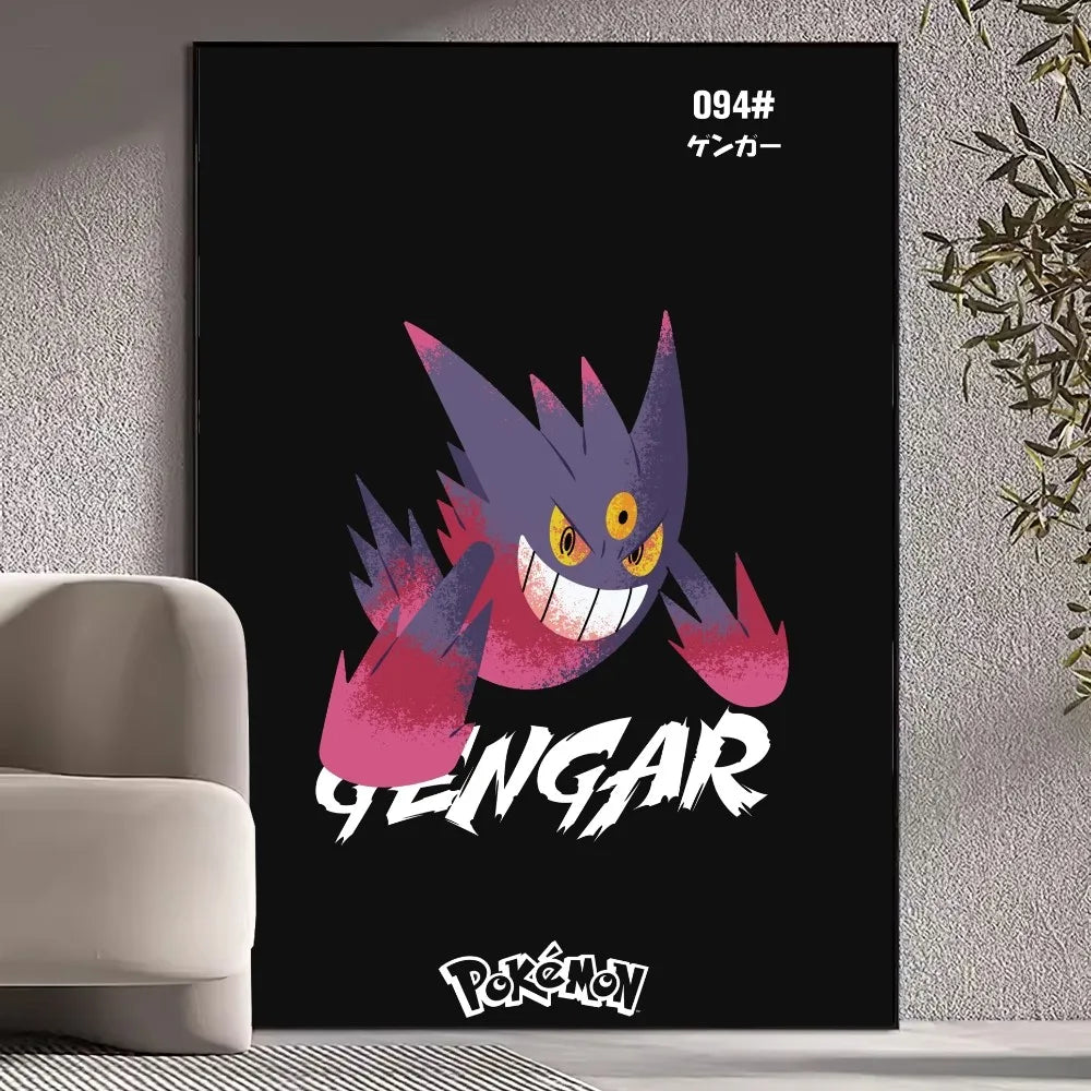 BiliBili Anime Pokemon Cute Gengar Poster Prints Wall Pictures Living Room Home Decoration