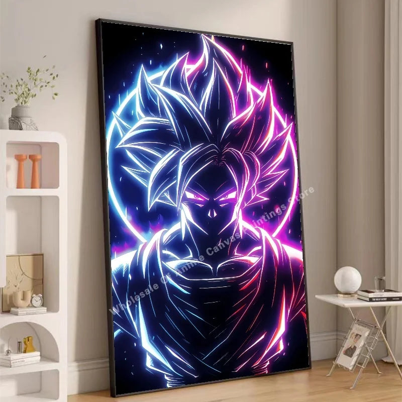 Anime Dragon Ball Wukong Neon Light Effect Poster High Definition Image Printing Creative Home Art Wall Decoration Painting