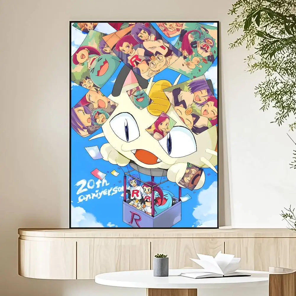 MINISO Cartoon Pokemon Anime Poster HD Art Sticky Wall Waterproof Home Living Room Bedroom Bar Aesthetic Decoration
