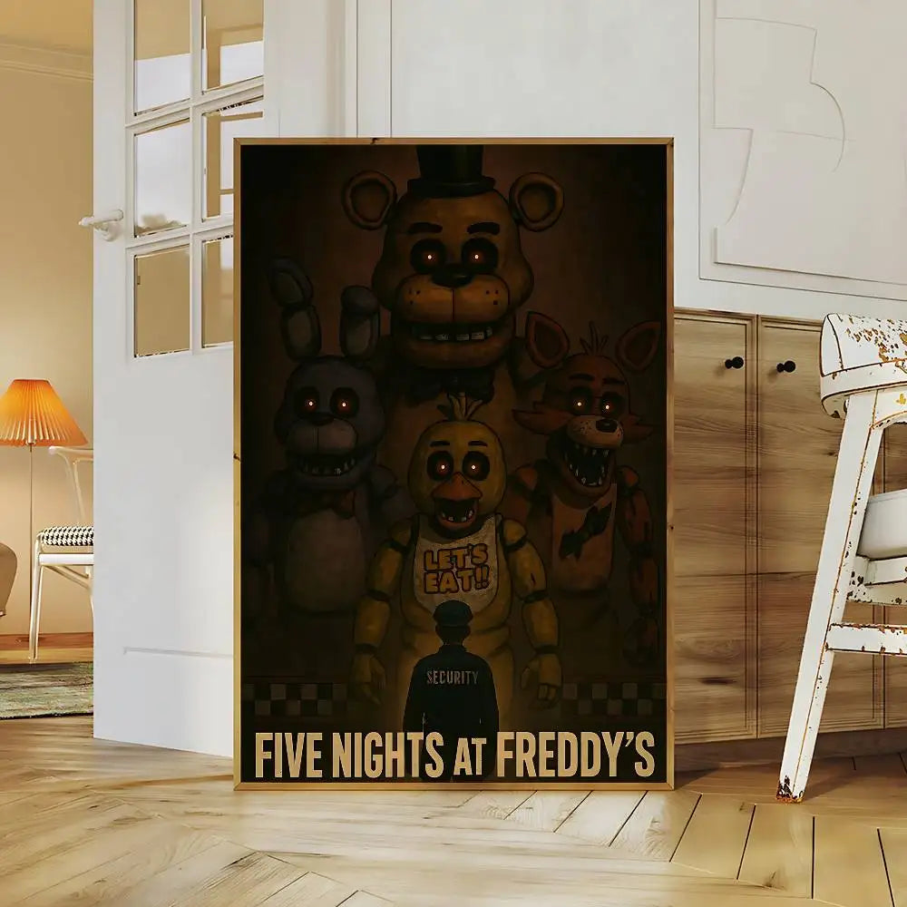 Horror Anime F-five N-nights At F-freddy's Good Quality Prints And Posters Room Home Bar Cafe Decor Aesthetic Art Wall Painting