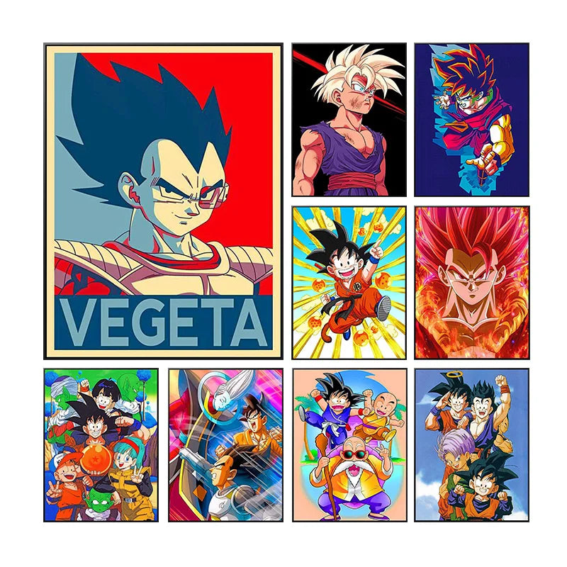 Japanese Anime Canvas Painting Dragon Ball Z Goku Cartoon Posters Print Mural Pictures Wall Art Children's Room Home Decor Gifts