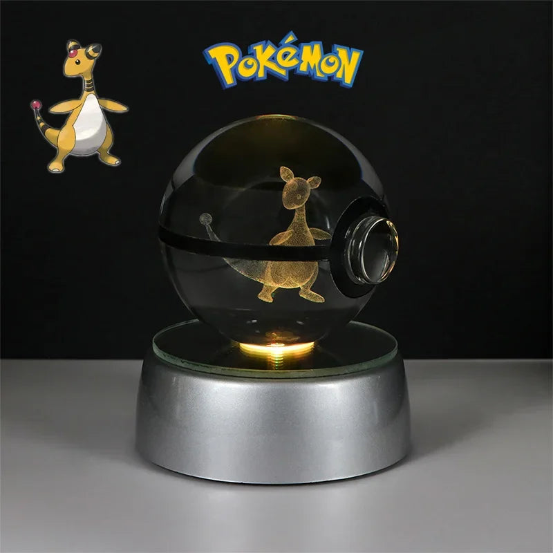 لعبة مجسم بوكيمون ثلاثي الأبعاد على شكل كرة كريستالية من باتر فري كيوبون، بوكيبول ديتو لوكاريو لابراس، نموذج لوجيا أركيوس مع قاعدة إضاءة LED
