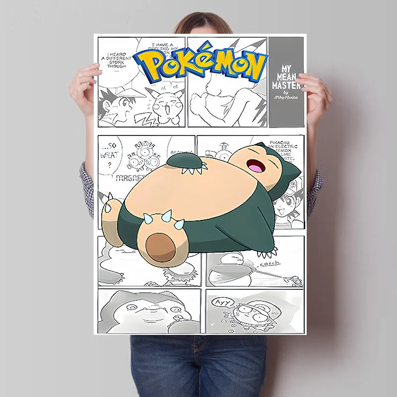 Pokemon Anime Figures Print Canvas Wall Art Posters Surrounding Charizard Bulbasaur Pikachu Decoration Interior Posters for Room