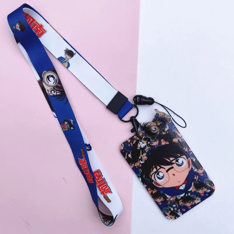 Detective Conan Lanyard Push-pull Card Holder Mouri Ran Long Rope Business Card Holder Detachable Long Rope Student Card Holder