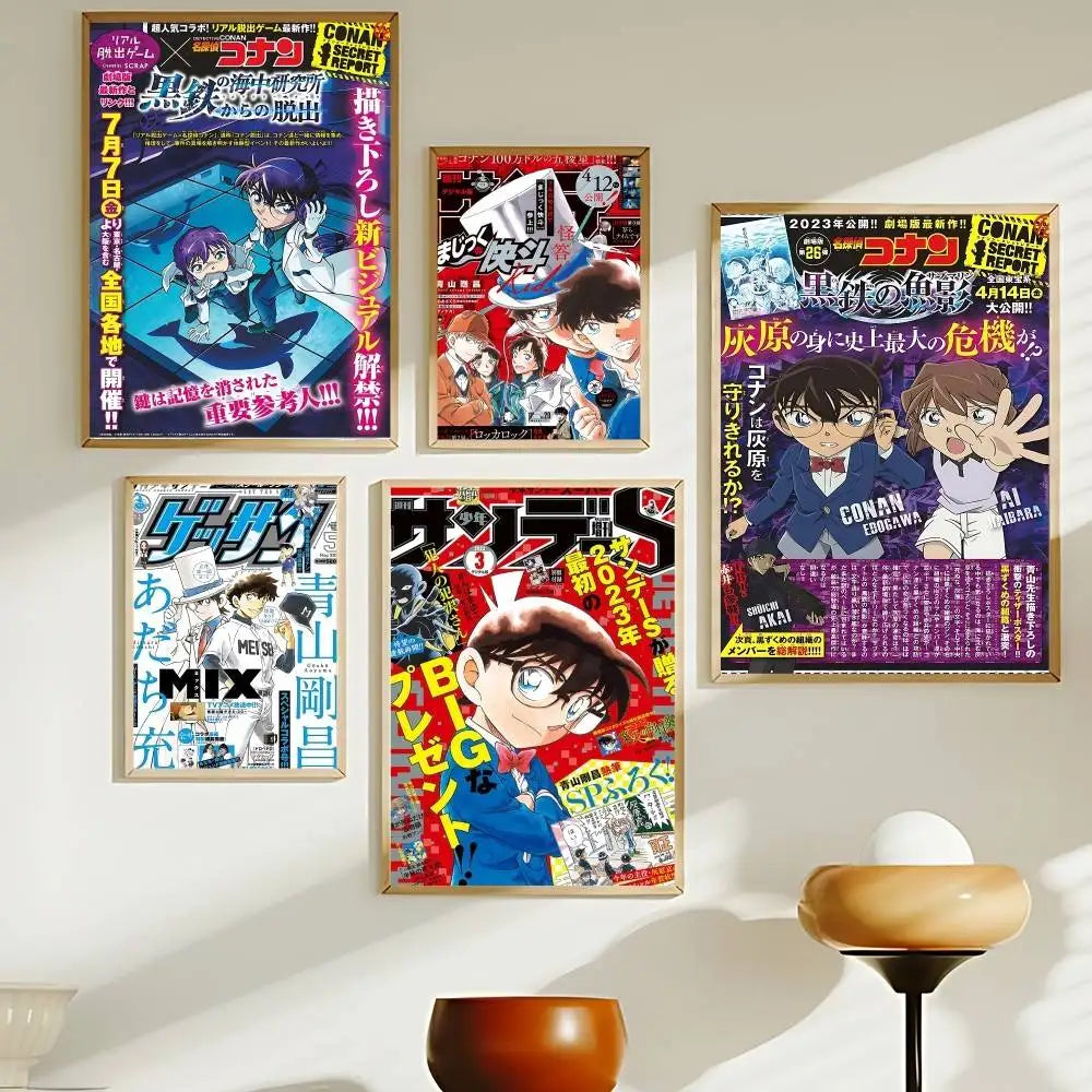 D-Detective Conan Comics Magazine Poster HD Canvas Painting Print For Home Living Room Bedroom Decorative Pictures