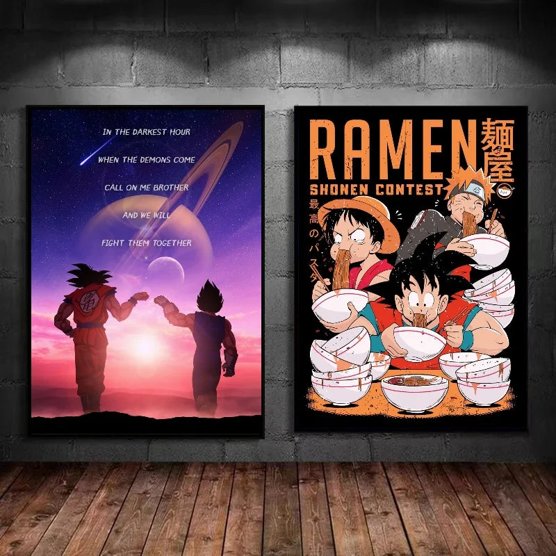 Japanese Anime Canvas Painting Dragon Ball vintage Goku Poster Prints Mural Pictures Wall Art Living Room anime Home Decor Gifts
