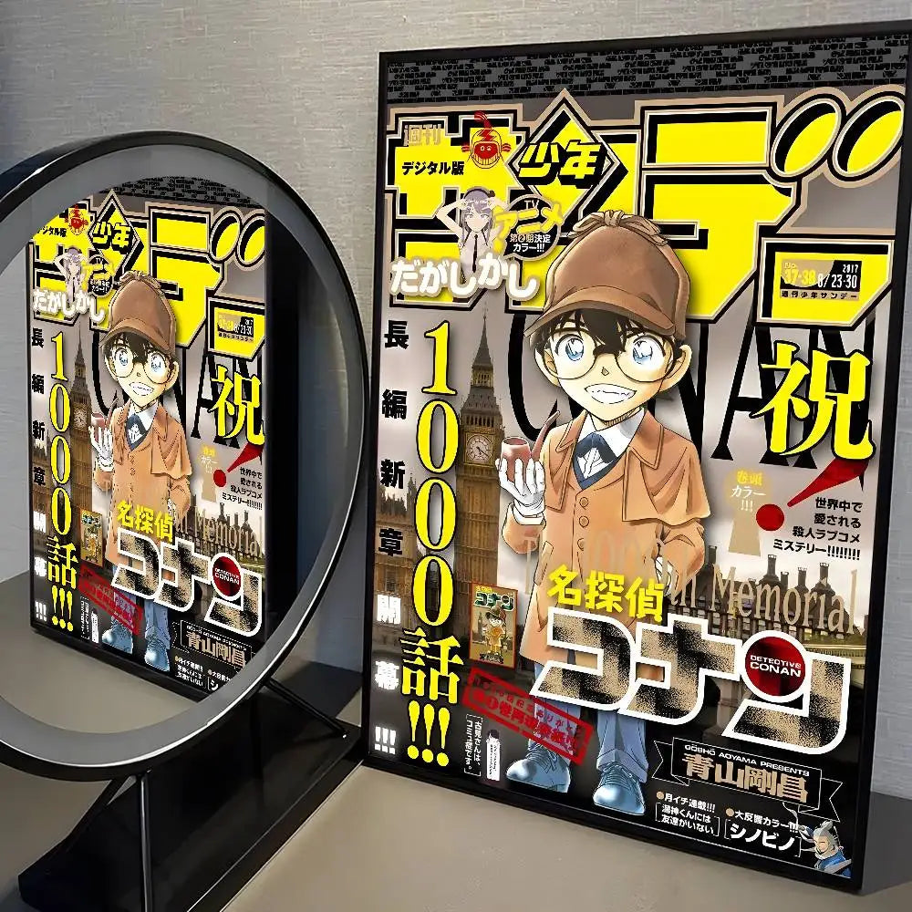 Hot Anime D-Detective C-Conan Poster High Quality Dorm Living Room Aesthetic Wall Decoration Painting Stickers Gift