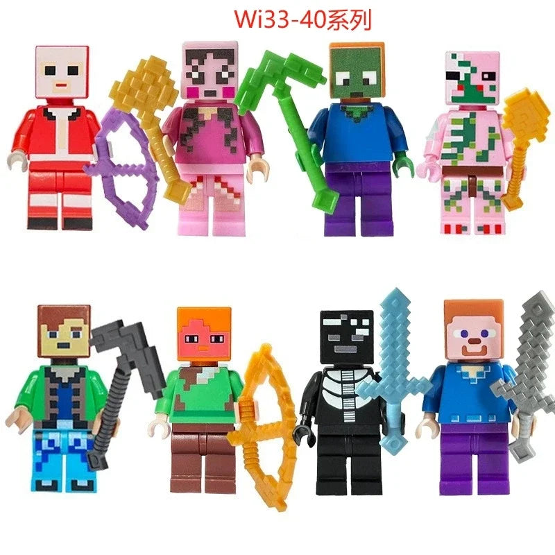 17 Styles Minecrafte Building Blocks Set I/Wi Series 8PCS Set MC Non Repetitive DIY Assembled Toy Birthday Gift action figure