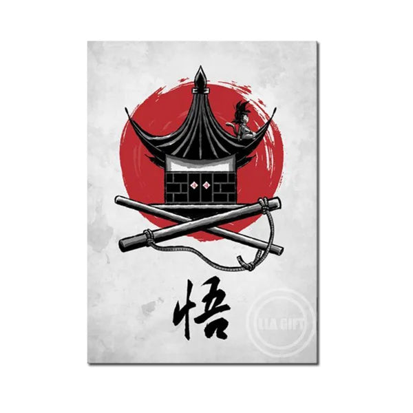 Classic Anime Character Canvas Painting Dragon Ball Goku Ink Watercolor Poster Wall Art Print Mural Children Room Decor Cuadros