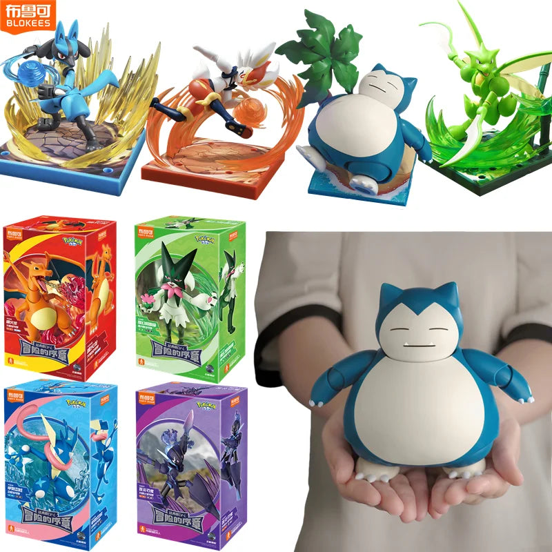 Original Blokees Pokemon Charizard Greninja Meowscarada Ceruledge Pikachu Blind Box Building Blocks Action Figure Anime Doll Toy