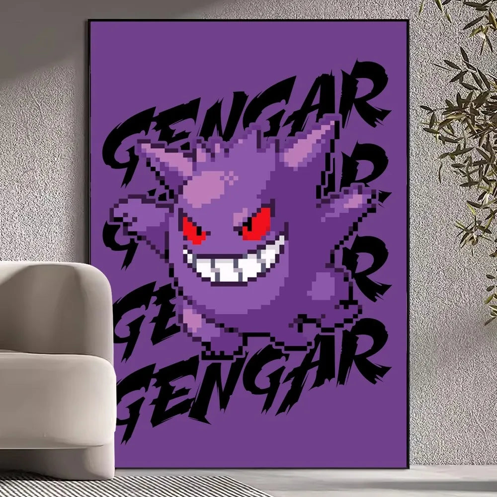 BiliBili Anime Pokemon Cute Gengar Poster Prints Wall Pictures Living Room Home Decoration
