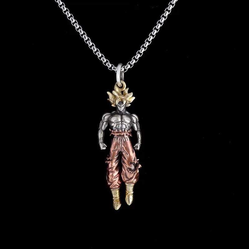 New Anime Cartoon Dragon Ball Z Super Saiyan Son Goku Alloy Electroplate Personality Hip Hop