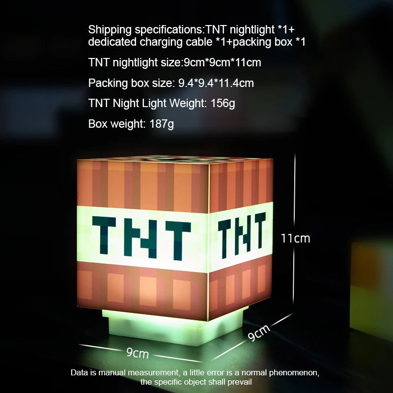 MC Game TNT Light with Official Game Sounds Handheld Night Light & Fun Pixelated Toy for Kids My World Room Decor