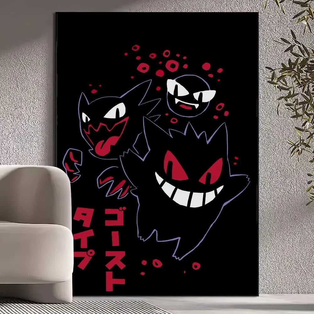 BiliBili Anime Pokemon Cute Gengar Poster Prints Wall Pictures Living Room Home Decoration