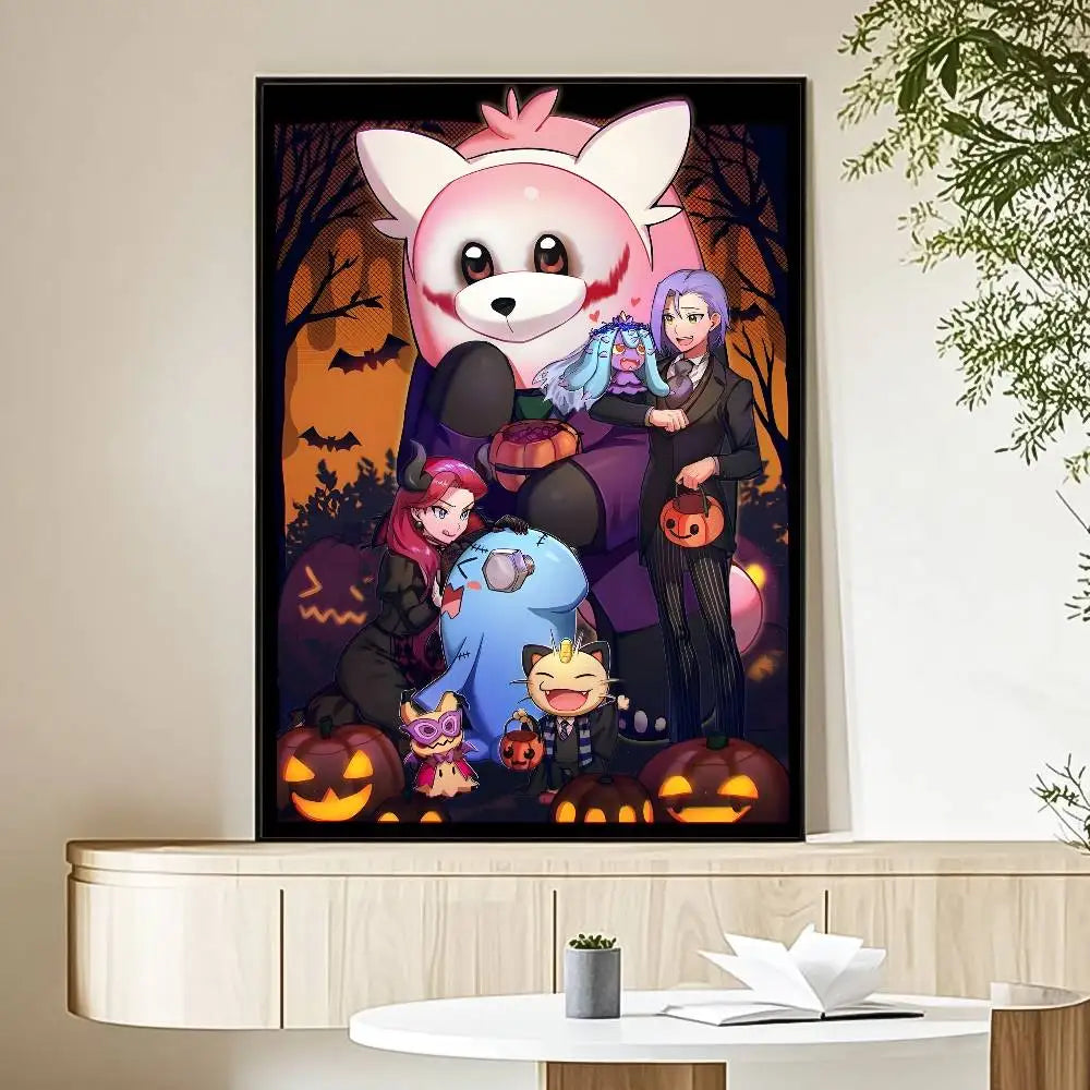 MINISO Cartoon Pokemon Anime Poster HD Art Sticky Wall Waterproof Home Living Room Bedroom Bar Aesthetic Decoration