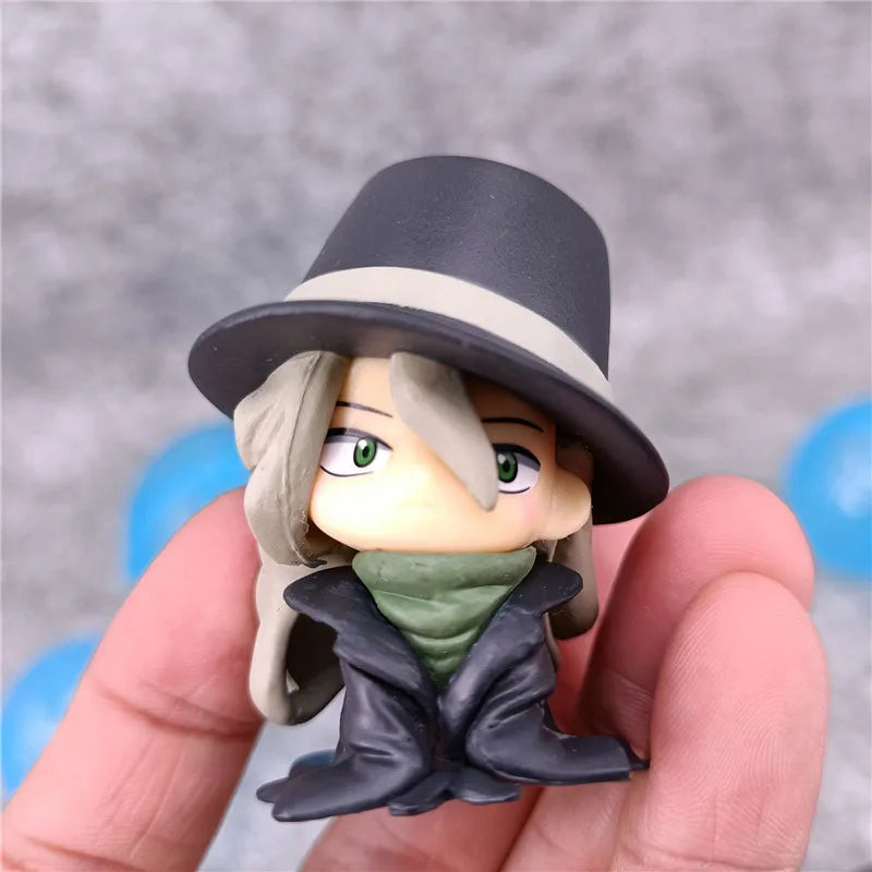 6pcs/set Anime Detective Conan kawaii Mini Youth version Sitting posture Action Figure PVC Model Toys Doll Desk Decor Gift boxed