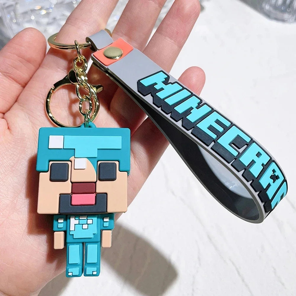MC Game Creativity MyWorld 3D Sandbox Game Keychain Minecraft Couple Bag Pendant Cos Action Figure Ornaments Model Kids Gift Toy