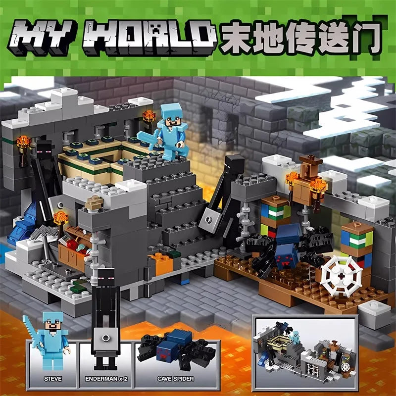 World The Creeper Mine Deep Dark Battle Building Blocks Bricks Toy