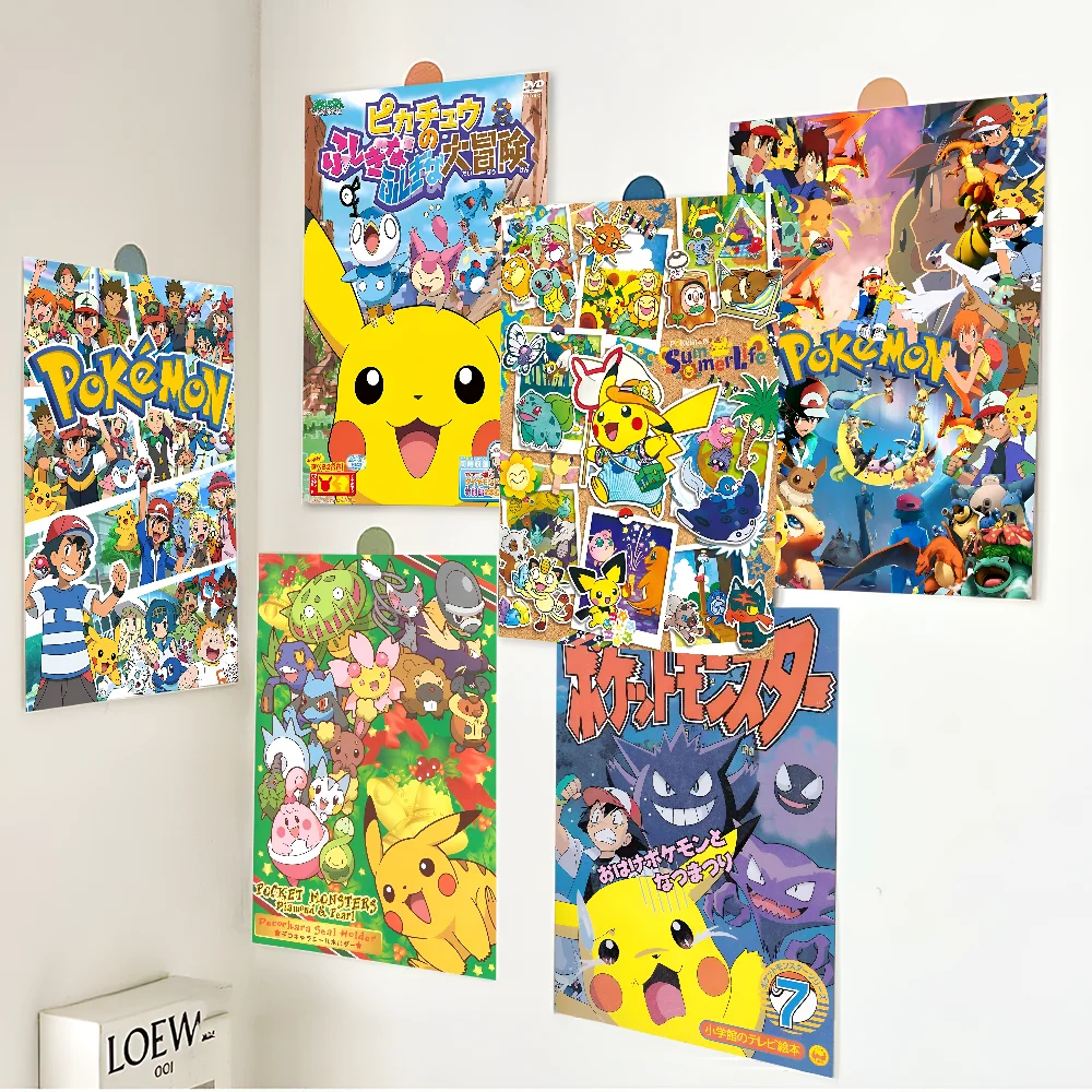 Anime P-Pokemon Anime Posters Sticky HD Quality Wall Art Retro Posters for Home Kawaii Room Decor